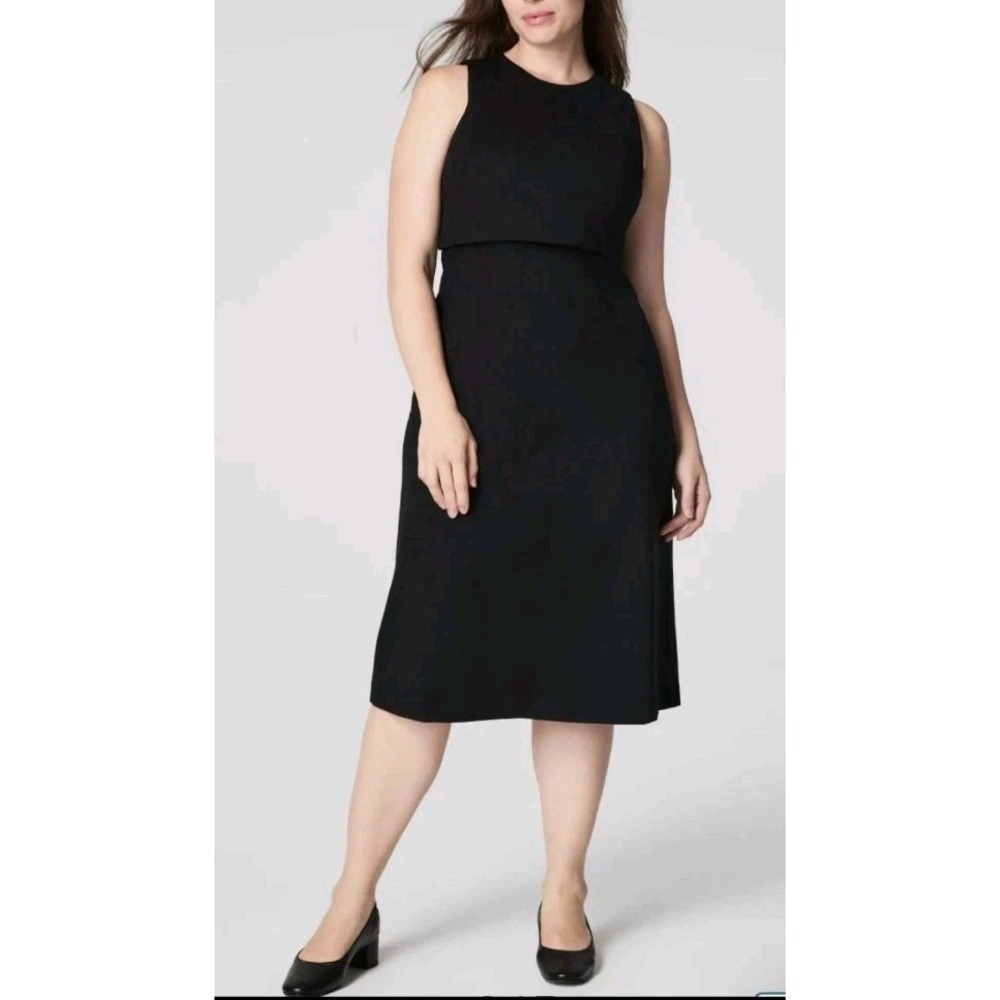 NWT Spanx Ponte Fitted Midi Black Sleeveless Dress Women's 2XL Black Open Back